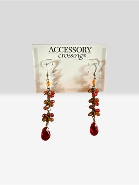 Accessory Crossing Red Teardrop Cluster Dangle Earrings